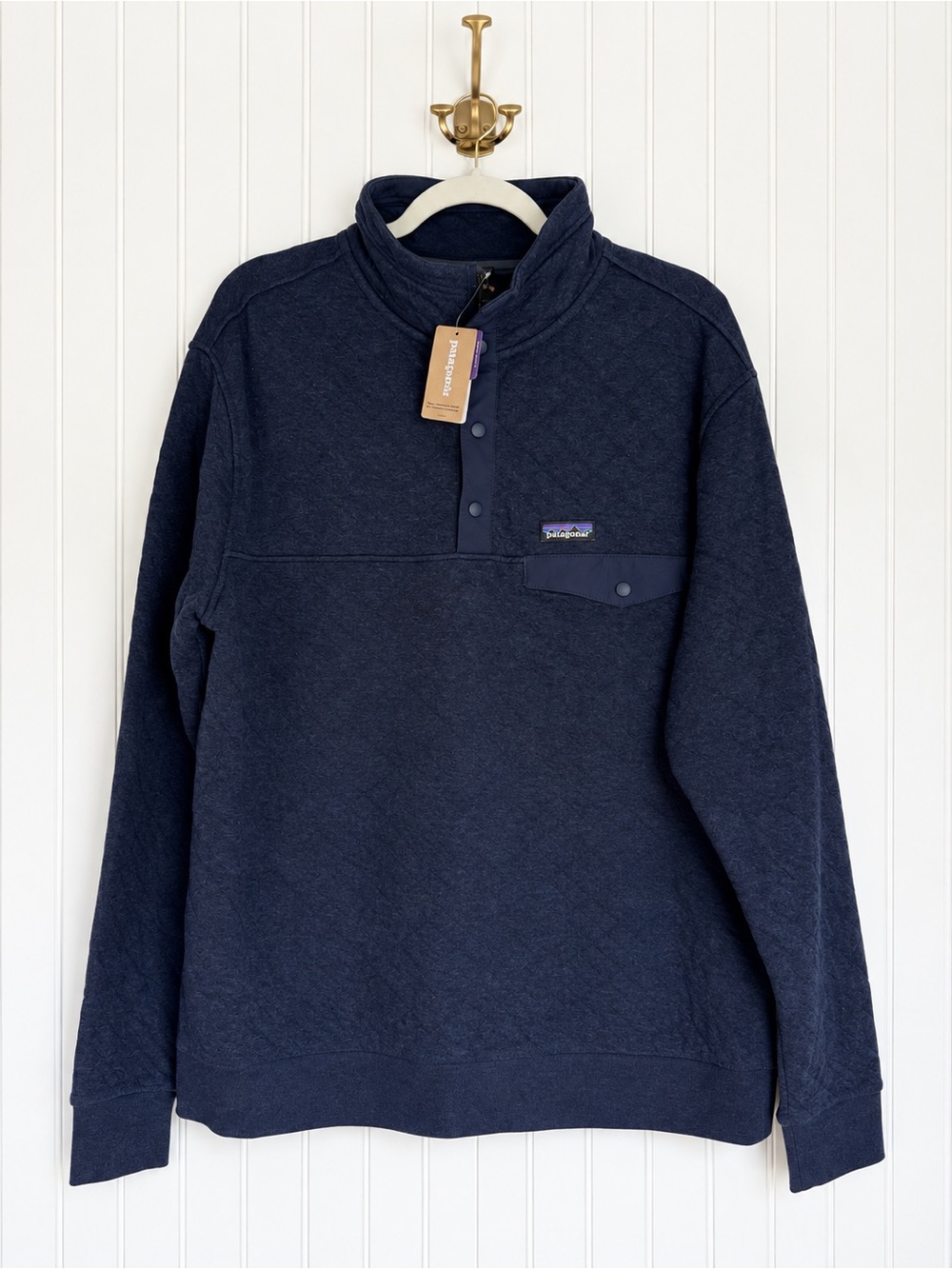 Patagonia Men’s XL Organic Cotton Quilt Snap-T Pullover Navy NWT 25371